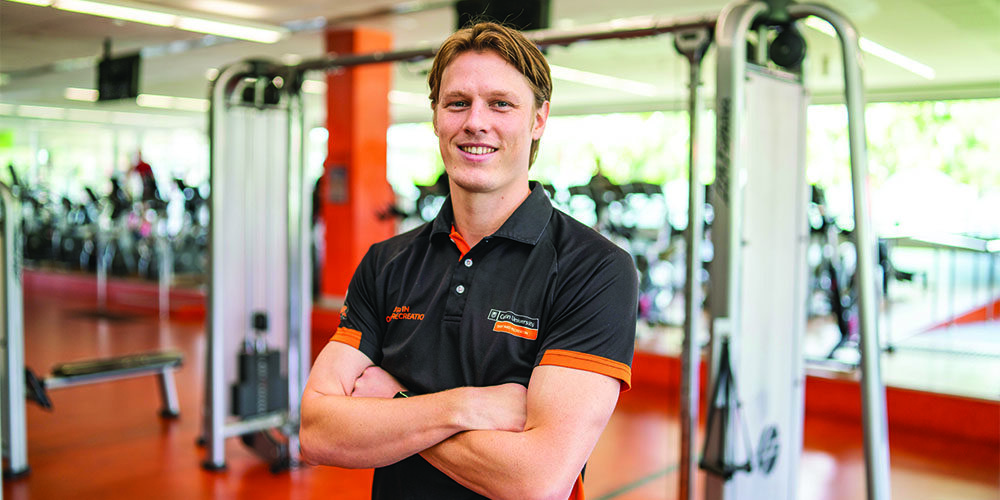 Trainer Robert Barker standing in the Curtin Stadium gym